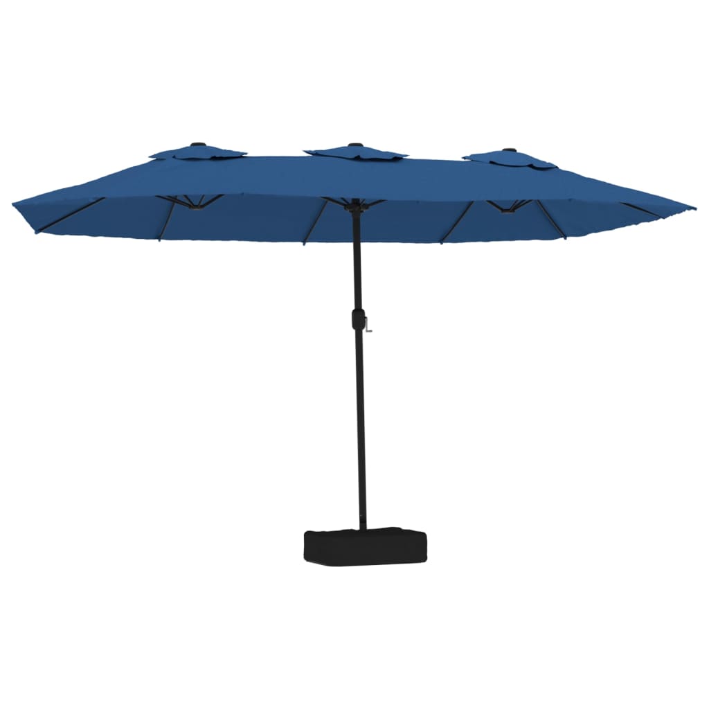 Double-Head Parasol with LEDs Azure Blue 449x245 cm