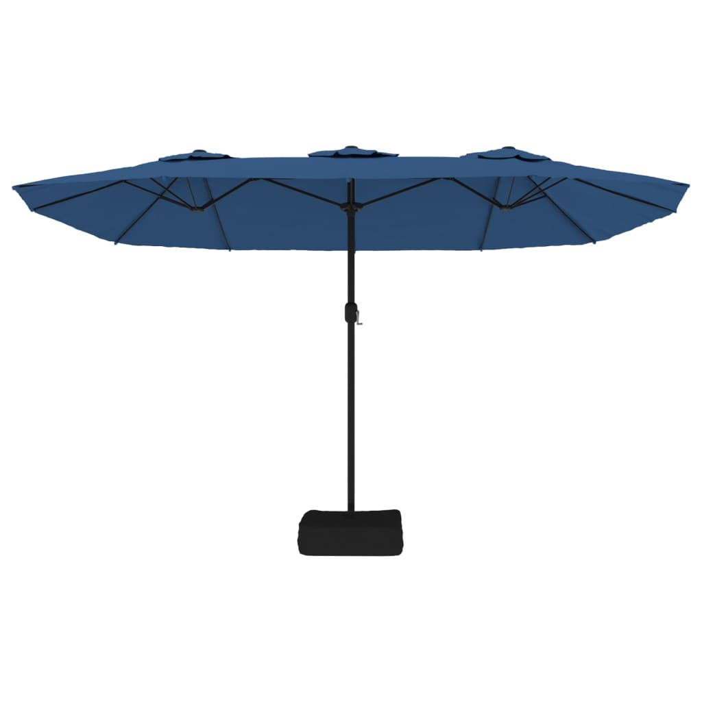 Double-Head Parasol with LEDs Azure Blue 449x245 cm