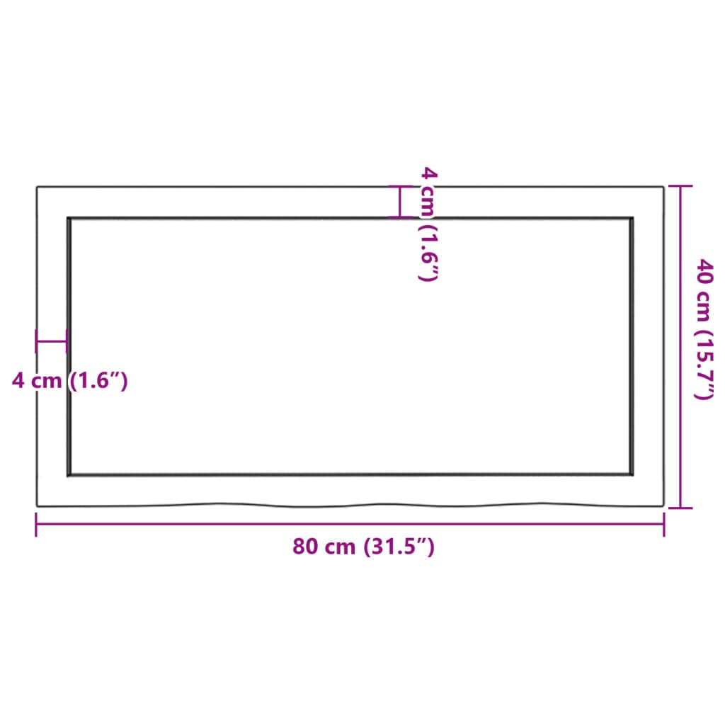 Bathroom Countertop Dark Brown 80x40x(2-4) cm Treated Solid Wood