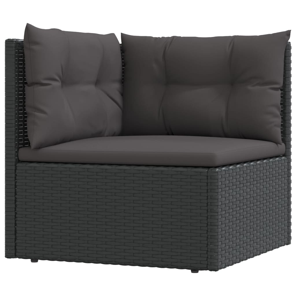 10 Piece Garden Lounge Set with Cushions Black Poly Rattan