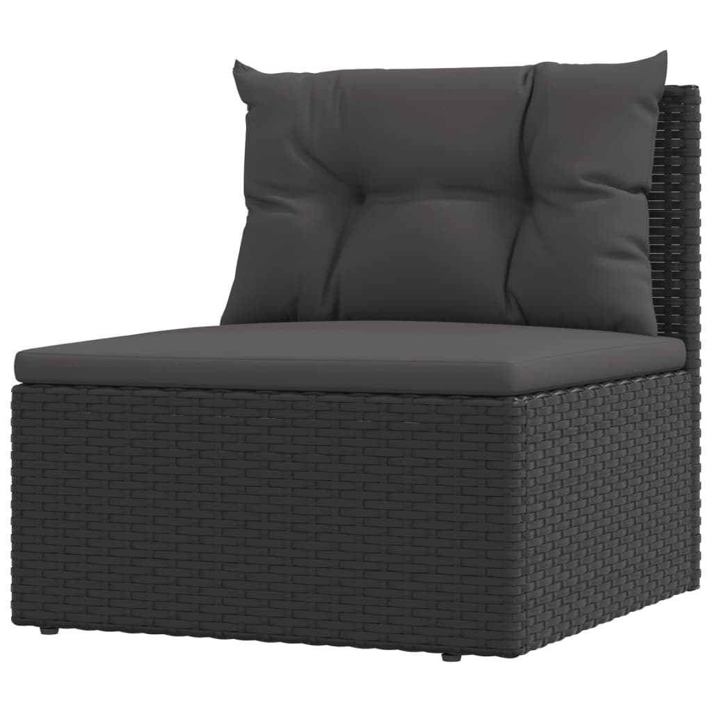 10 Piece Garden Lounge Set with Cushions Black Poly Rattan