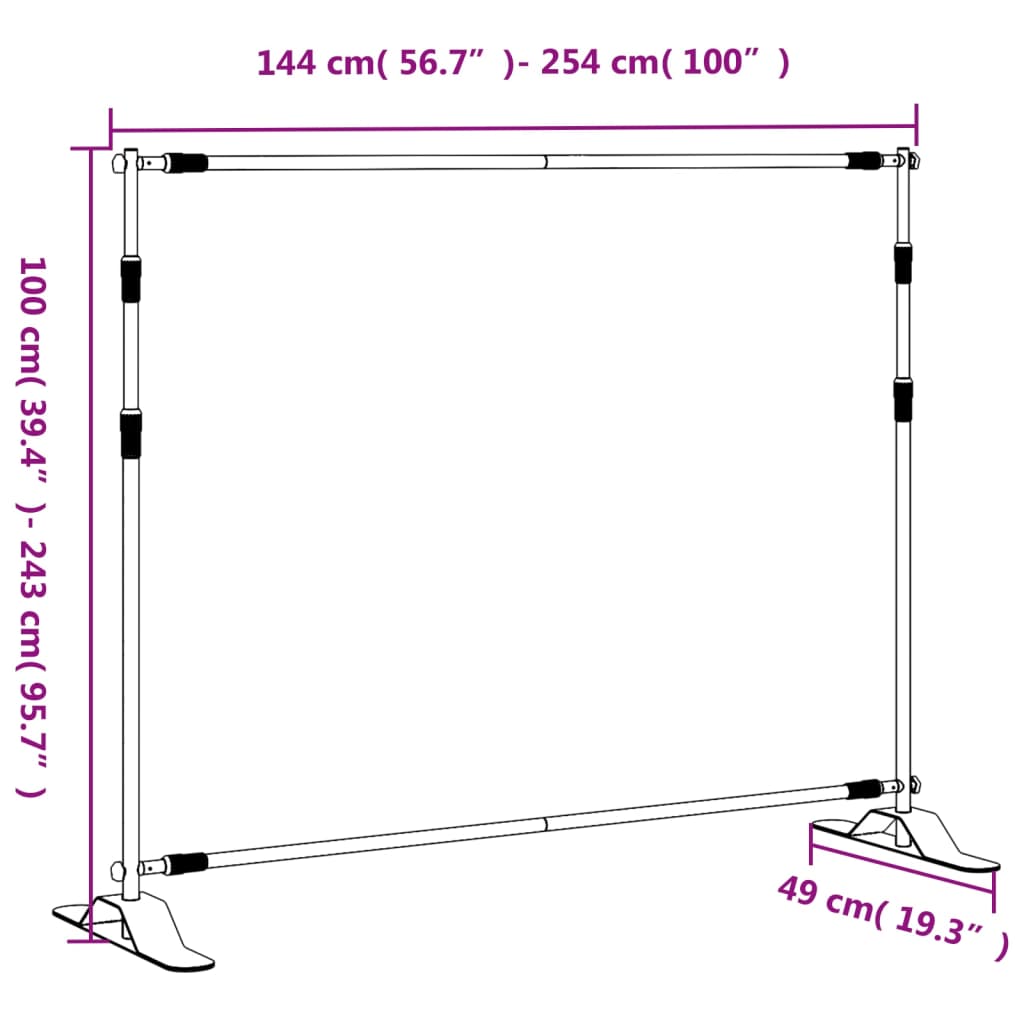 Backdrop Stands 2 pcs  Black 254x243 cm Steel