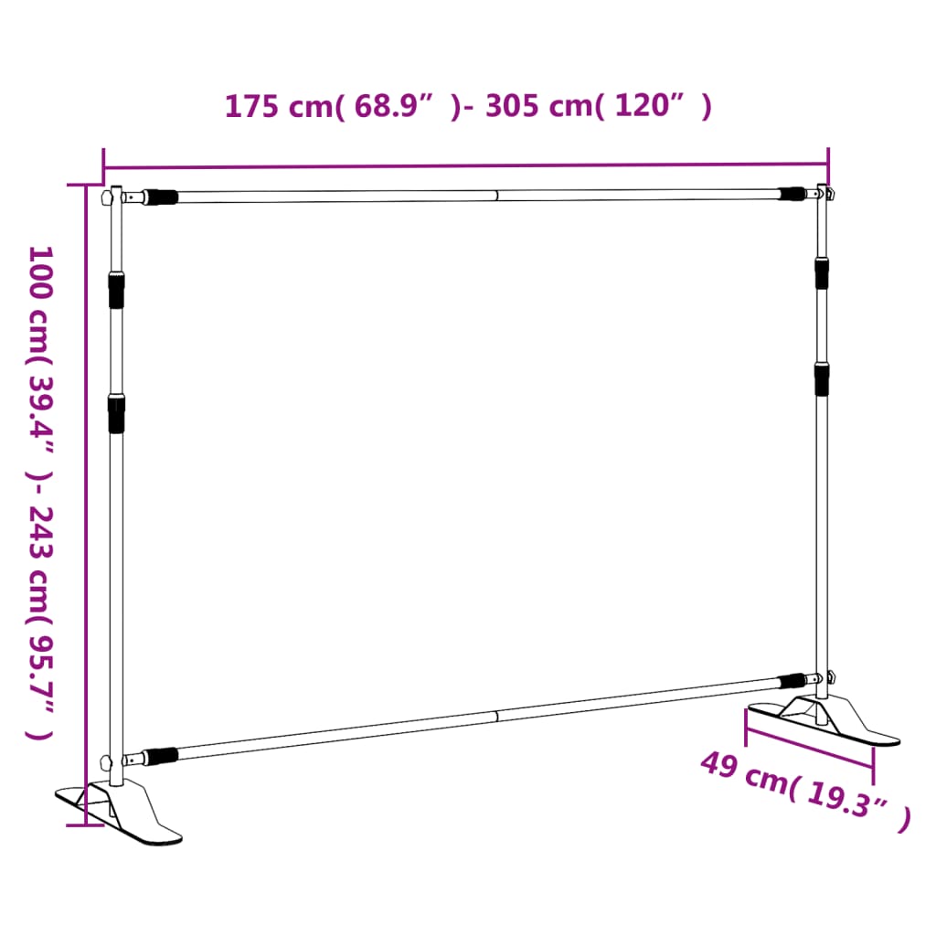 Backdrop Stands 2 pcs Black 305x243 cm Steel