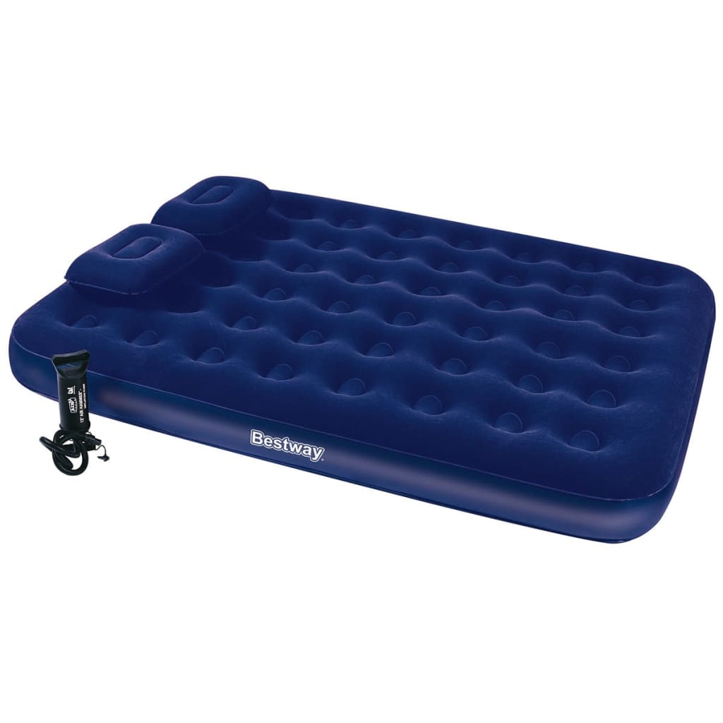 Inflatable Flocked Airbed with Pillow&Air Pump 203x152x22cm 67374