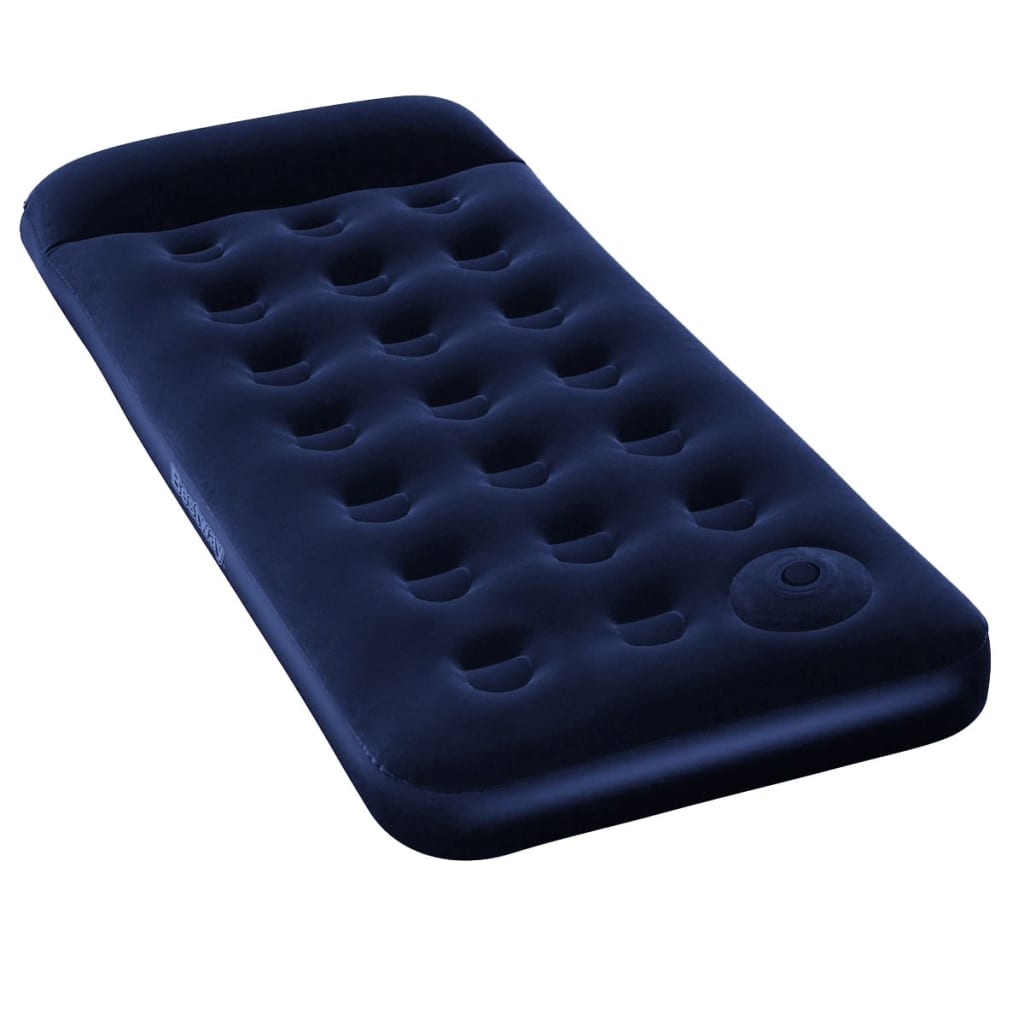 Inflatable Flocked Airbed with Built-in Foot Pump 185x76x28 cm