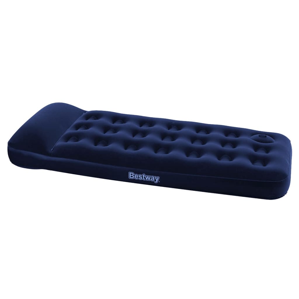 Inflatable Flocked Airbed with Built-in Foot Pump 185x76x28 cm