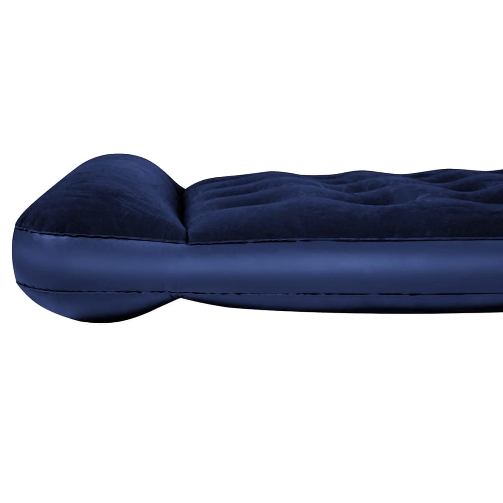 Inflatable Flocked Airbed with Built-in Foot Pump 185x76x28 cm