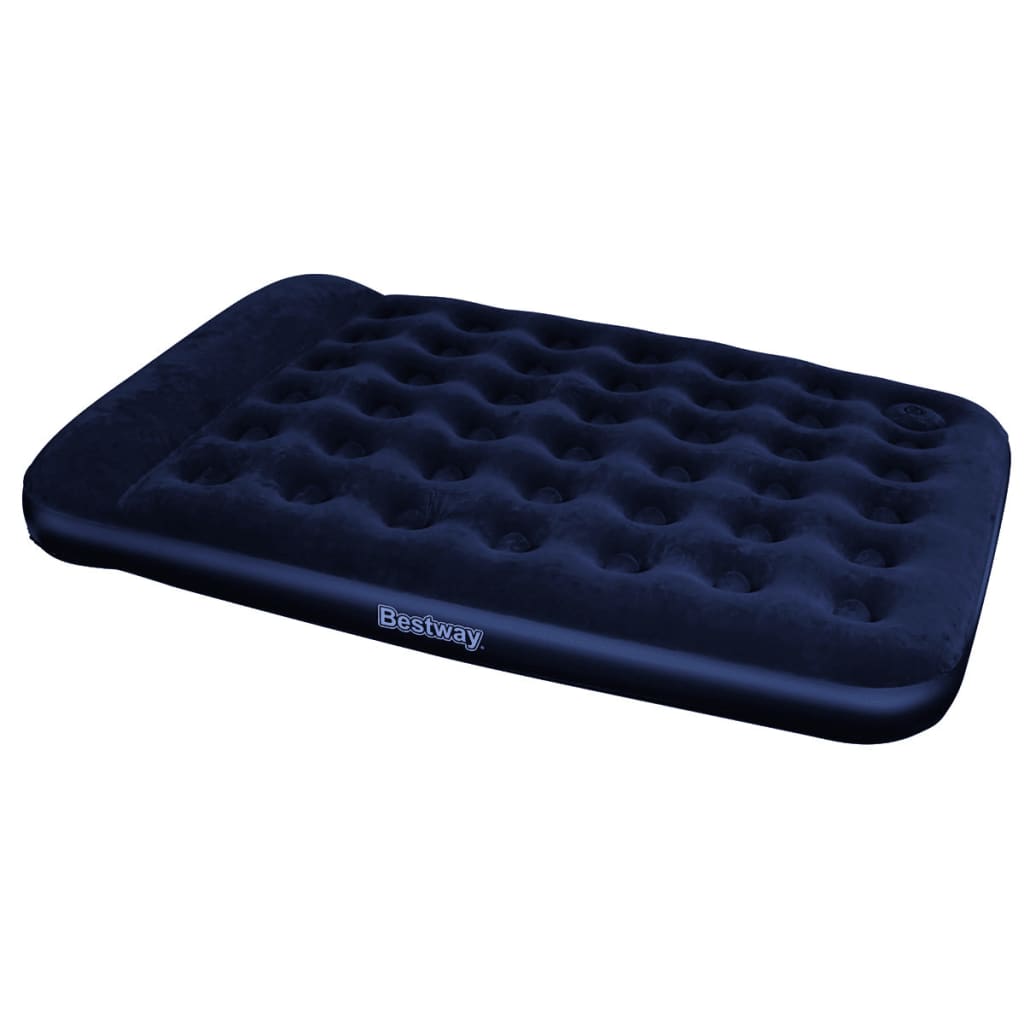 Inflatable Flocked Airbed with Built-in Foot Pump 203x152x28cm