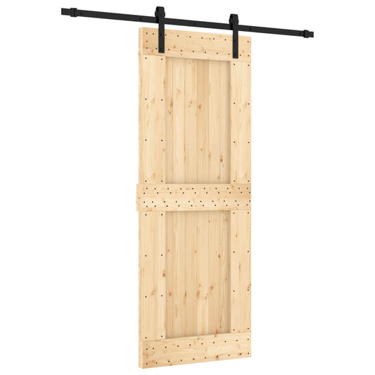 Sliding Door with Hardware Set 80x210 cm Solid Wood Pine