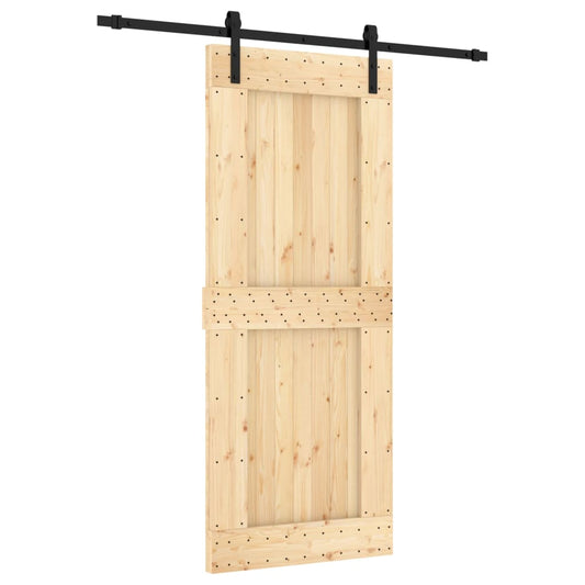 Sliding Door with Hardware Set 85x210 cm Solid Wood Pine