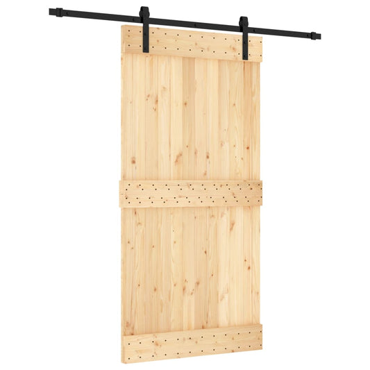 Sliding Door with Hardware Set 100x210 cm Solid Wood Pine