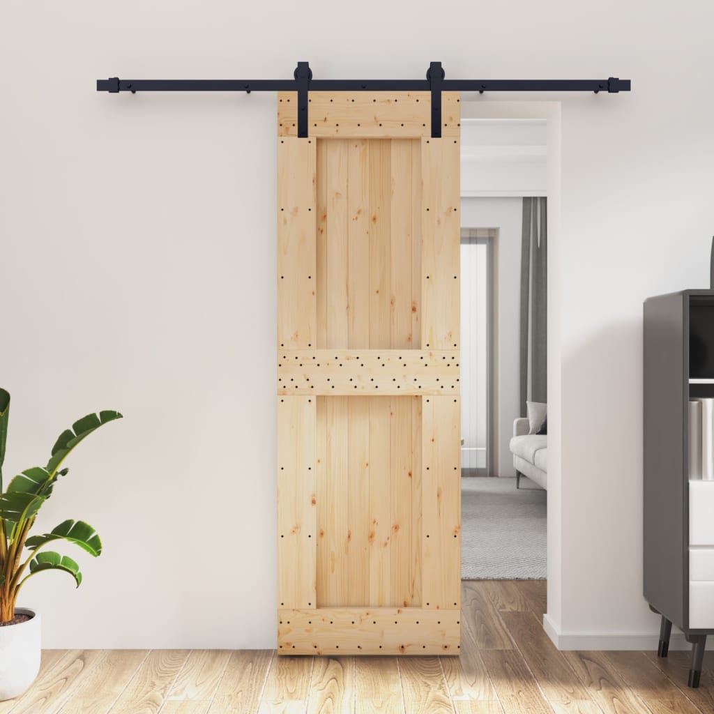 Sliding Door with Hardware Set 70x210 cm Solid Wood Pine