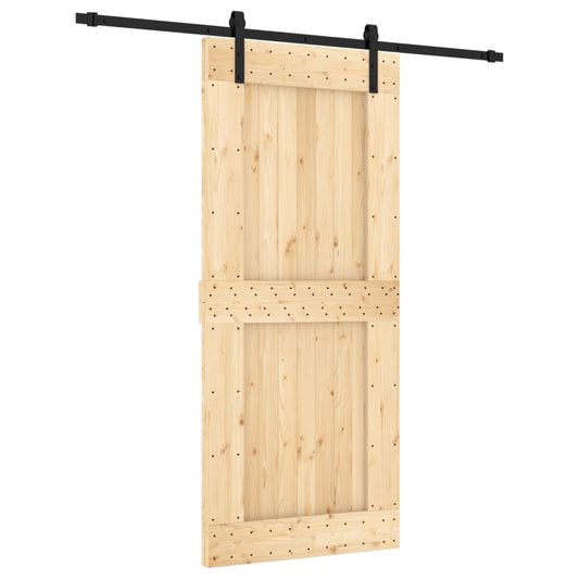 Sliding Door with Hardware Set 90x210 cm Solid Wood Pine