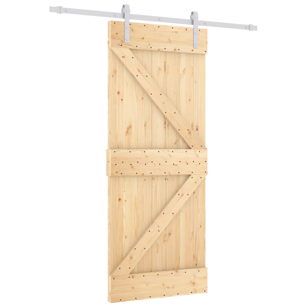 Sliding Door with Hardware Set 80x210 cm Solid Wood Pine