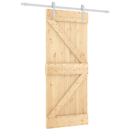 Sliding Door with Hardware Set 80x210 cm Solid Wood Pine