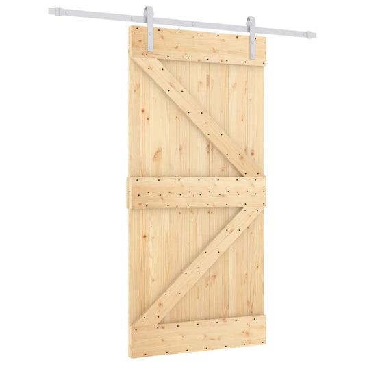 Sliding Door with Hardware Set 100x210 cm Solid Wood Pine