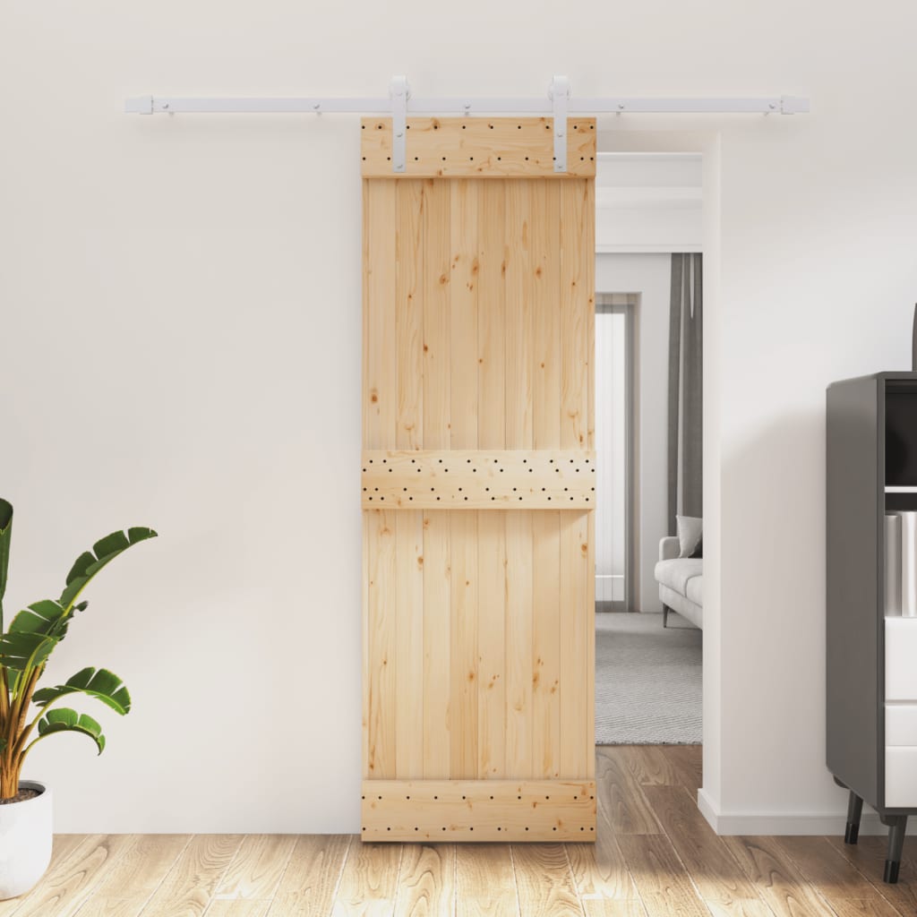 Sliding Door with Hardware Set 70x210 cm Solid Wood Pine