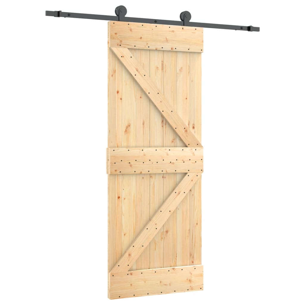 Sliding Door with Hardware Set 85x210 cm Solid Wood Pine