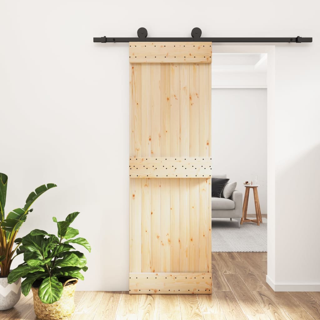 Sliding Door with Hardware Set 70x210 cm Solid Wood Pine