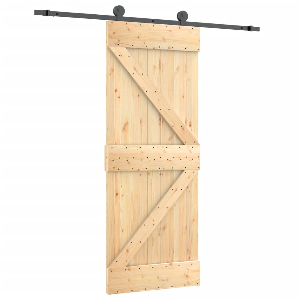 Sliding Door with Hardware Set 70x210 cm Solid Wood Pine