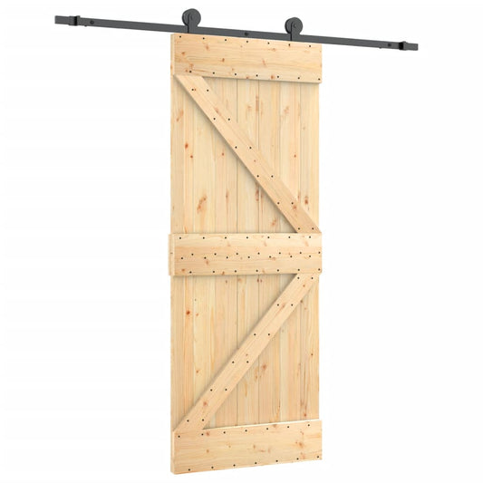 Sliding Door with Hardware Set 70x210 cm Solid Wood Pine