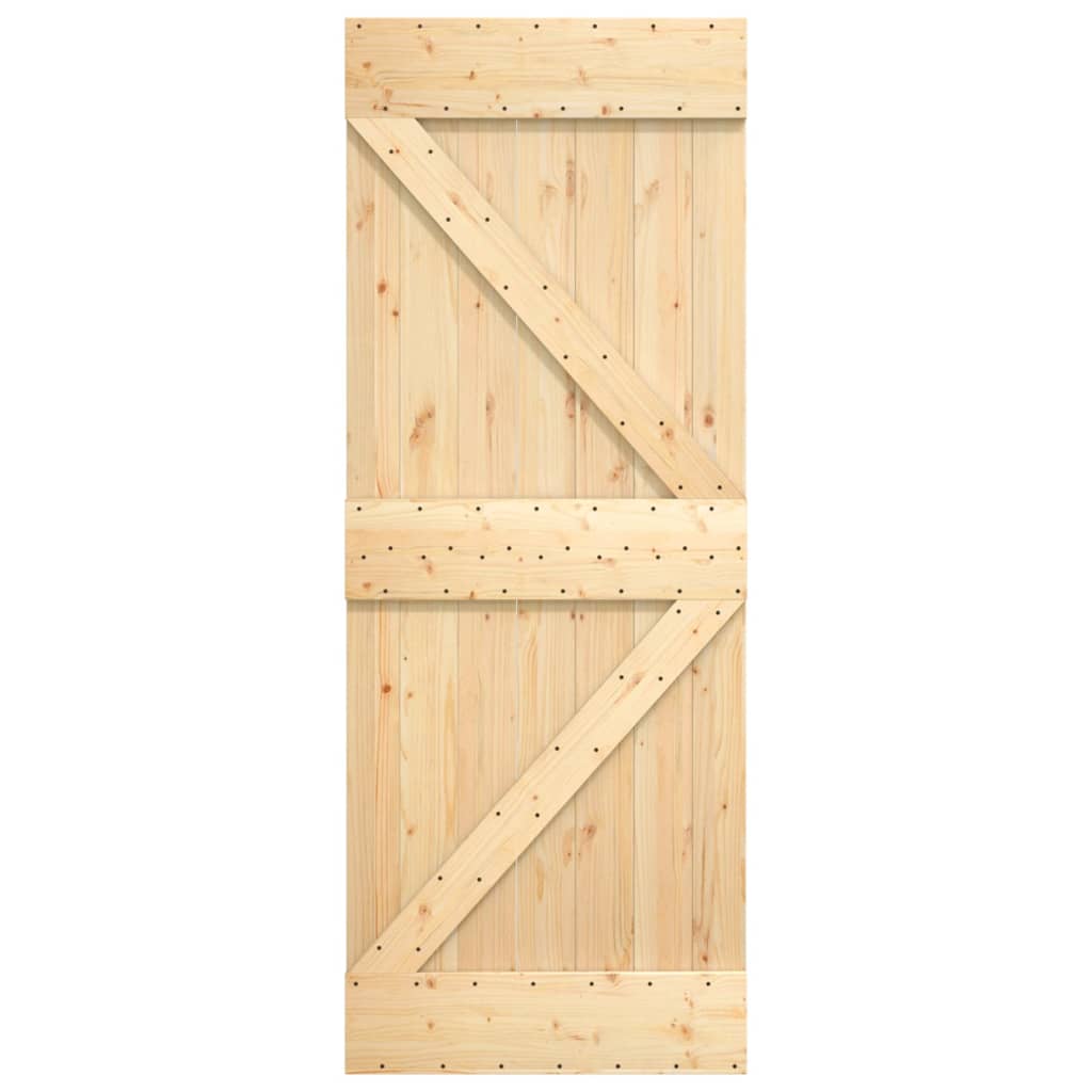 Sliding Door with Hardware Set 85x210 cm Solid Wood Pine