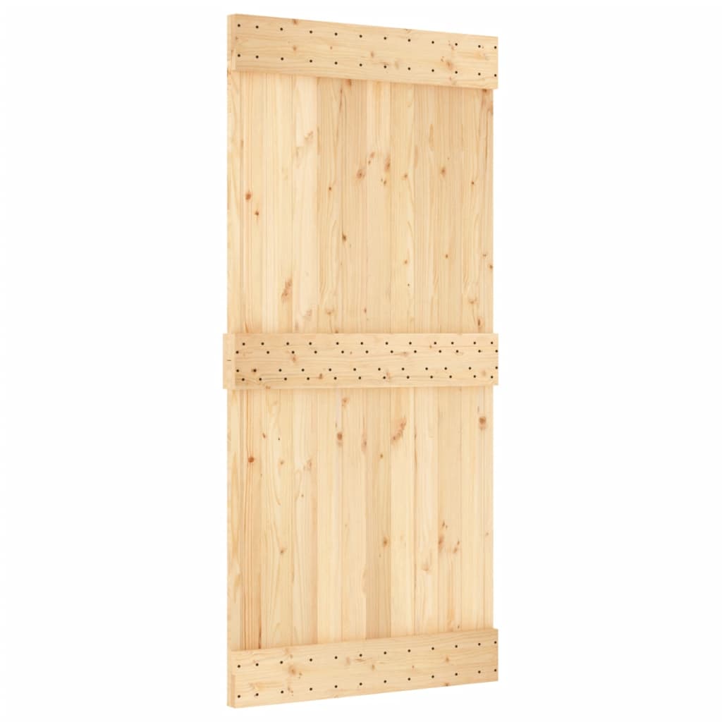 Sliding Door with Hardware Set 95x210 cm Solid Wood Pine