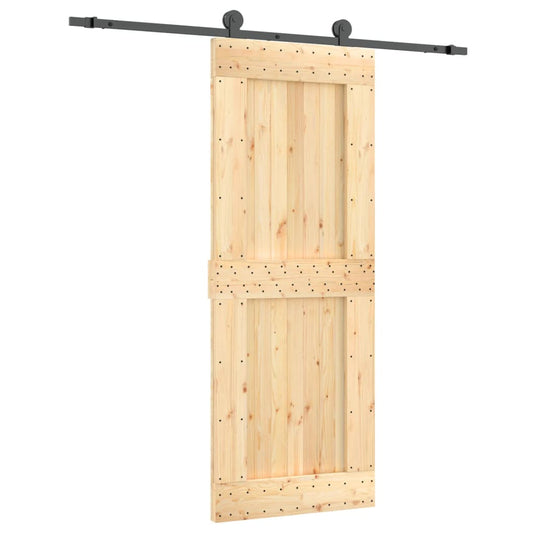 Sliding Door with Hardware Set 80x210 cm Solid Wood Pine