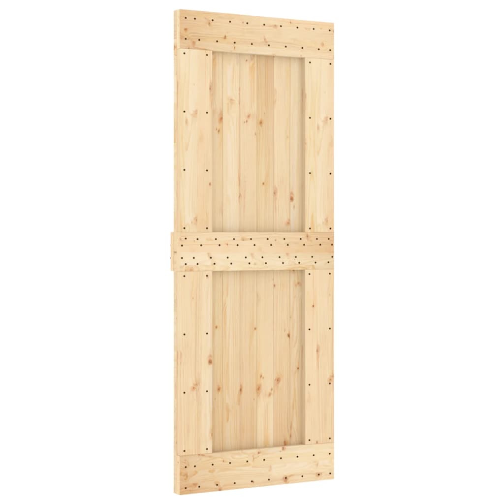 Sliding Door with Hardware Set 80x210 cm Solid Wood Pine