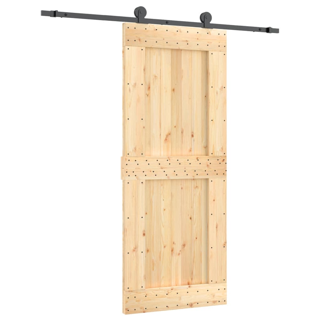 Sliding Door with Hardware Set 85x210 cm Solid Wood Pine