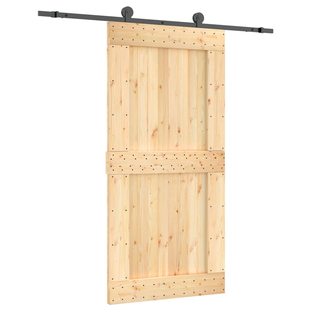 Sliding Door with Hardware Set 100x210 cm Solid Wood Pine