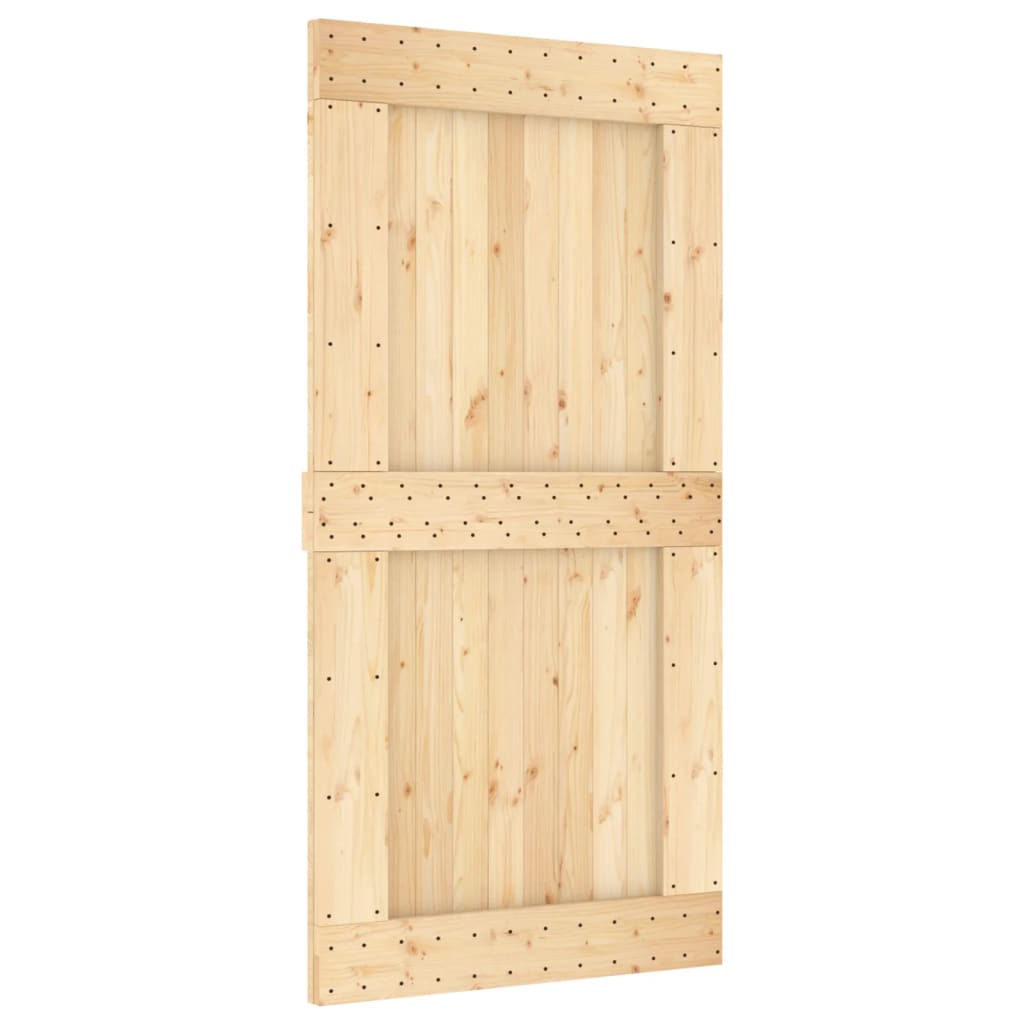 Sliding Door with Hardware Set 100x210 cm Solid Wood Pine