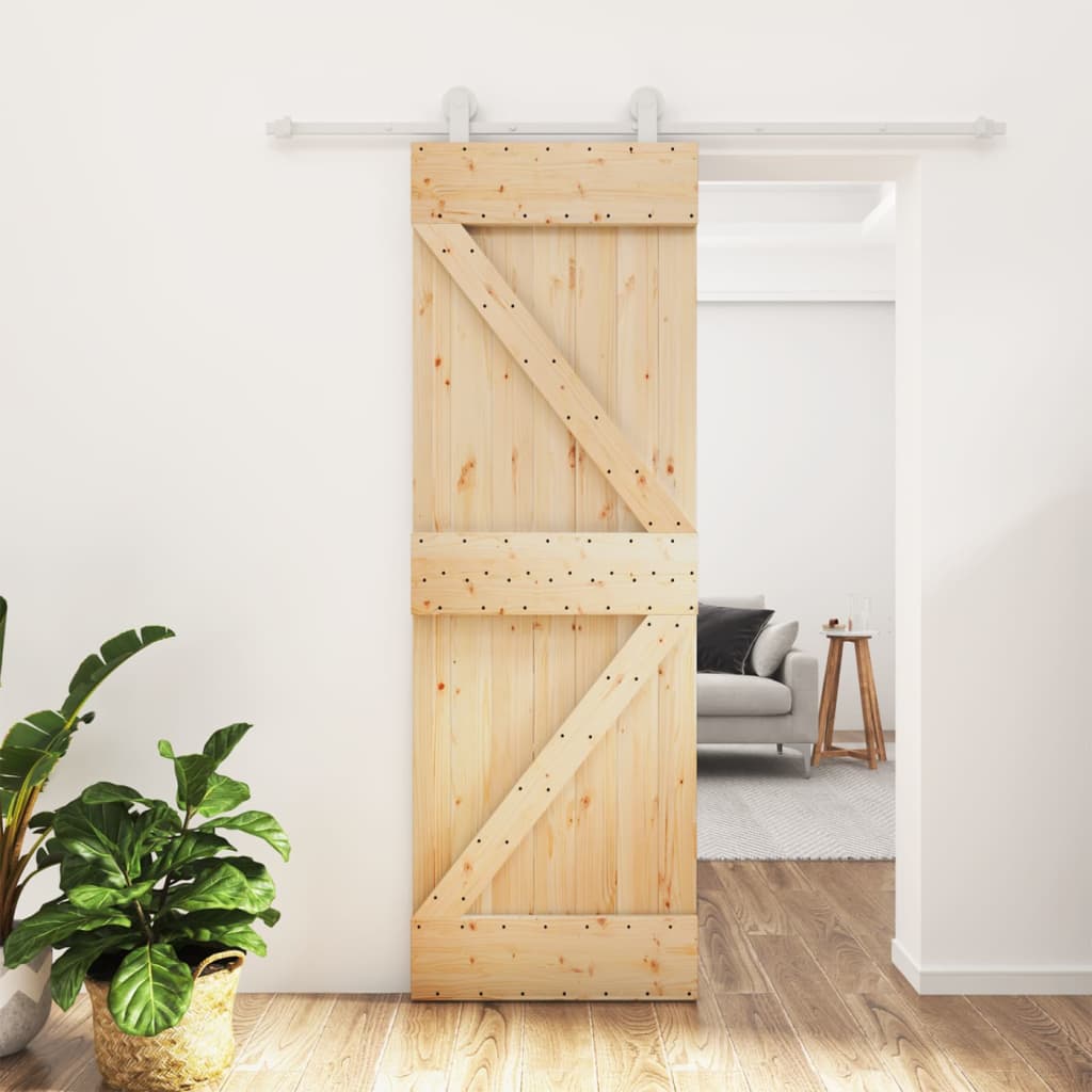 Sliding Door with Hardware Set 70x210 cm Solid Wood Pine