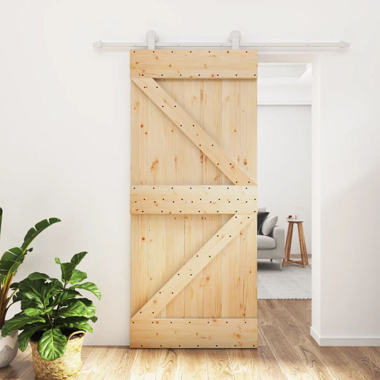 Sliding Door with Hardware Set 90x210 cm Solid Wood Pine