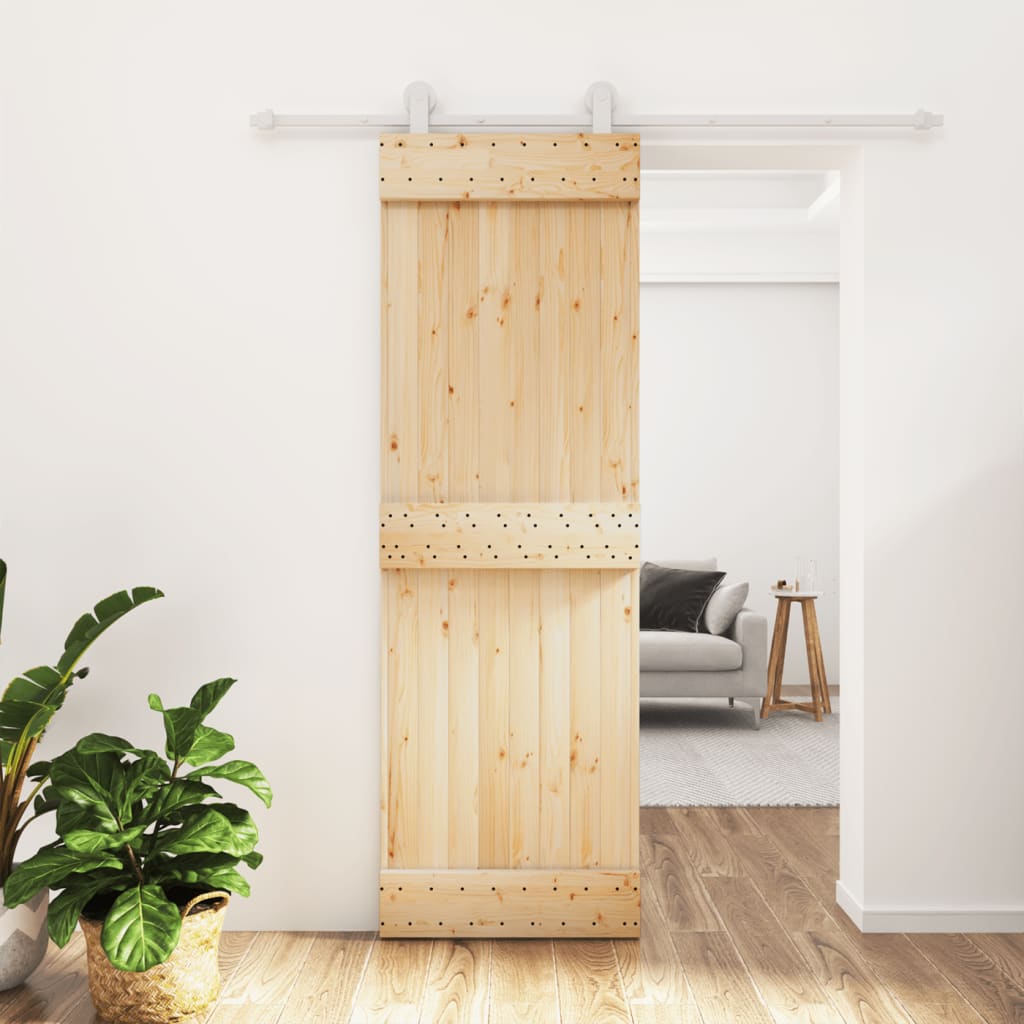 Sliding Door with Hardware Set 70x210 cm Solid Wood Pine