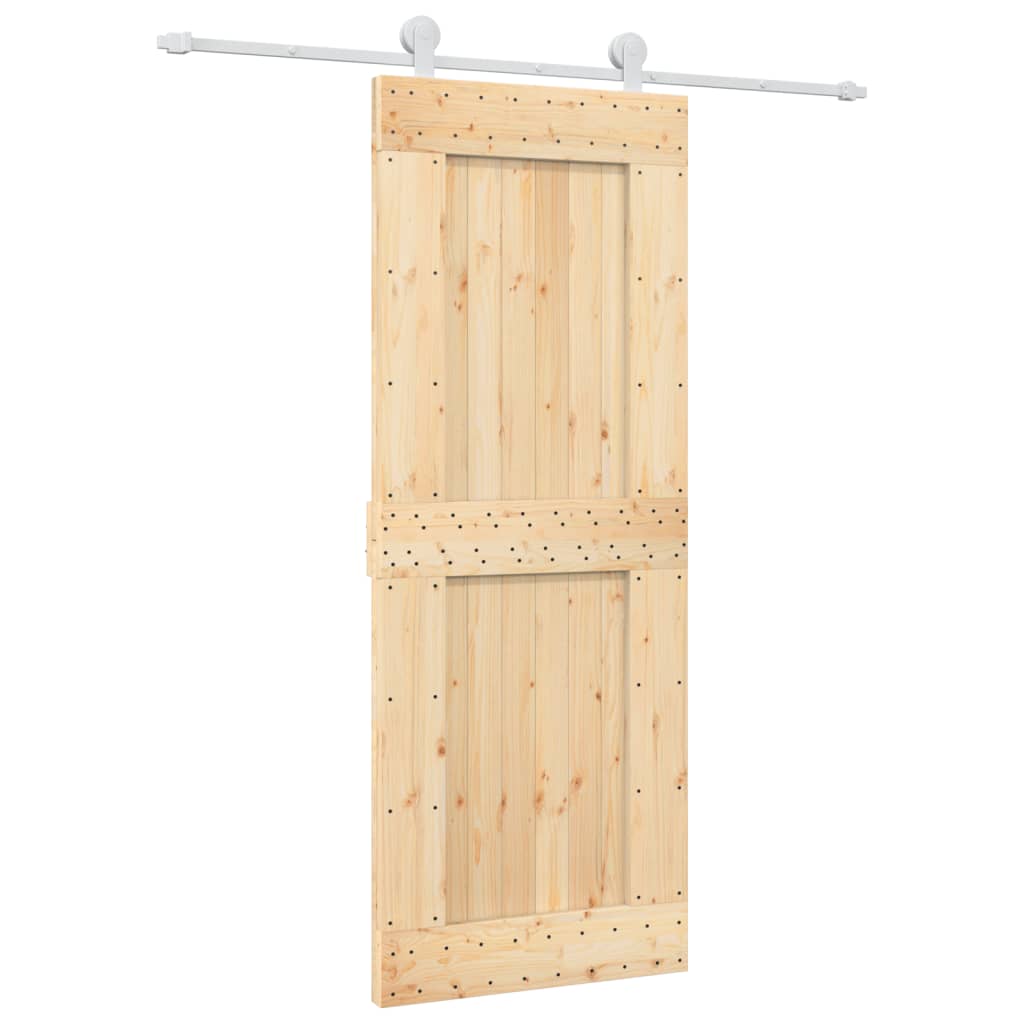 Sliding Door with Hardware Set 80x210 cm Solid Wood Pine