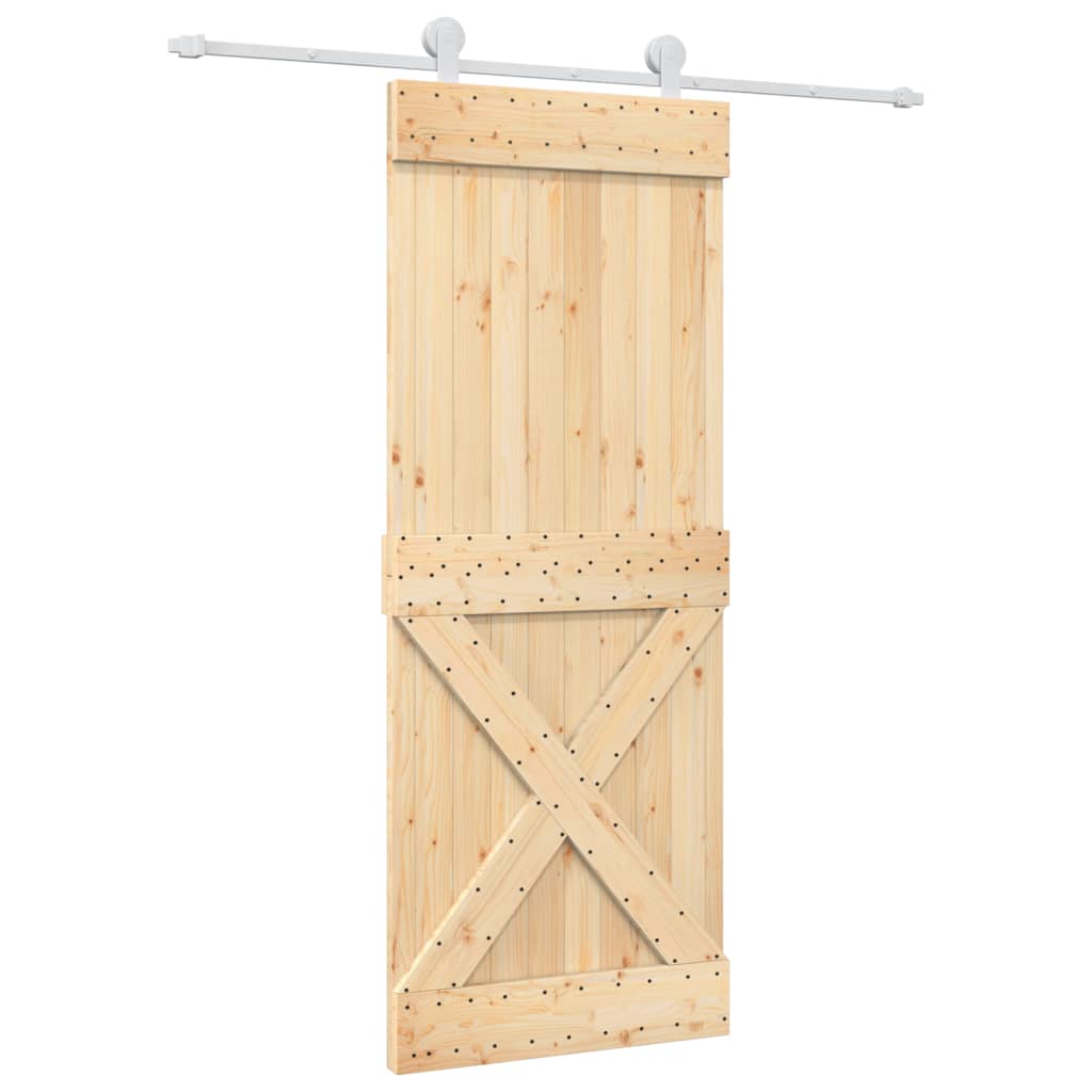 Sliding Door with Hardware Set 80x210 cm Solid Wood Pine