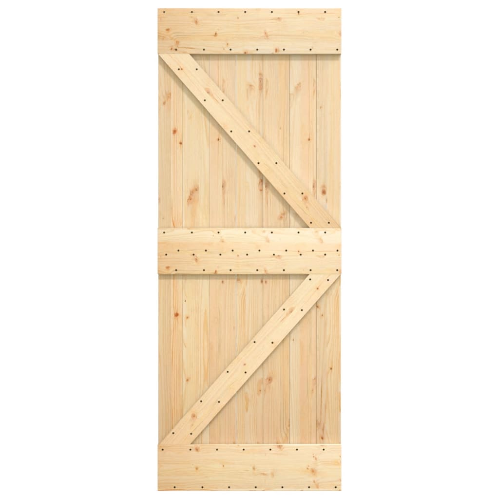 Sliding Door with Hardware Set 70x210 cm Solid Wood Pine