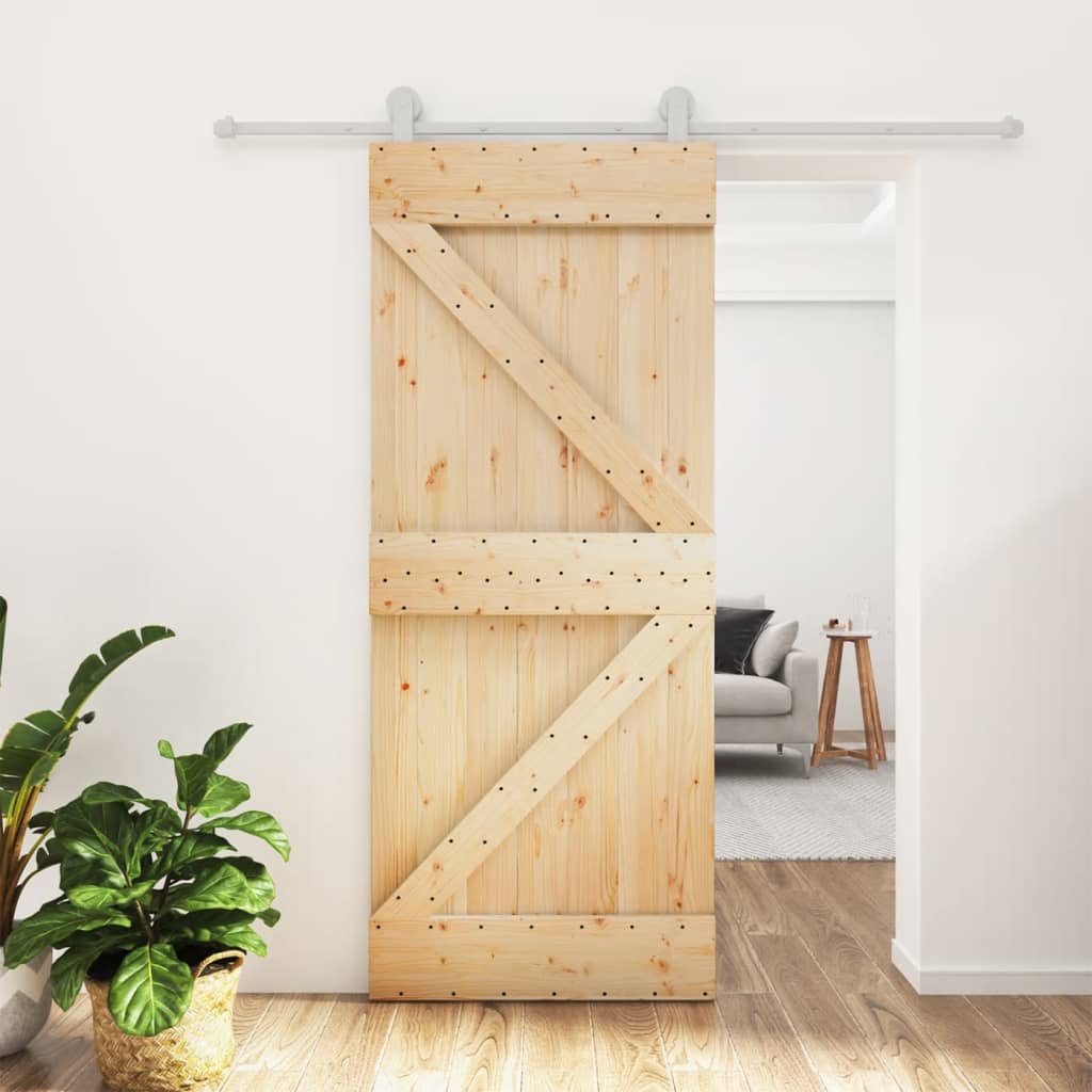 Sliding Door with Hardware Set 85x210 cm Solid Wood Pine