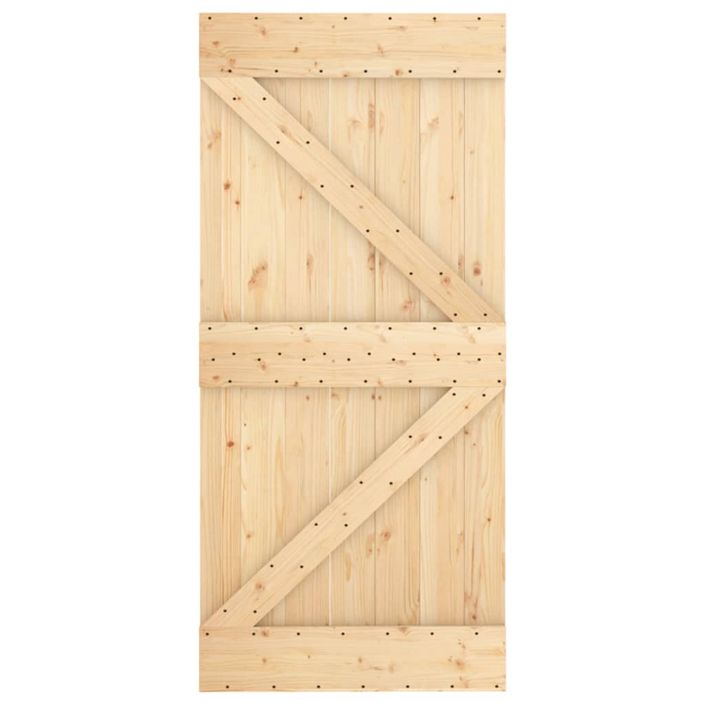 Sliding Door with Hardware Set 95x210 cm Solid Wood Pine