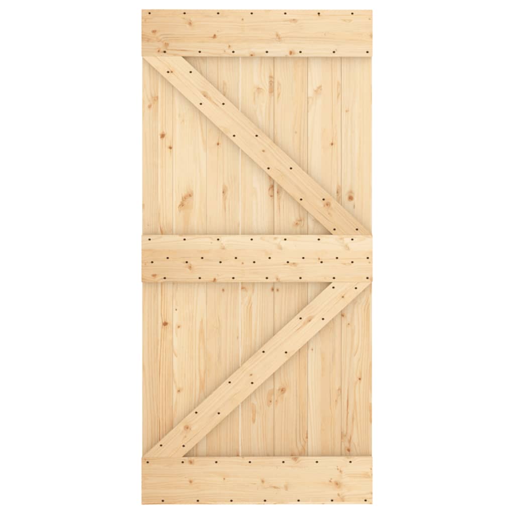 Sliding Door with Hardware Set 100x210 cm Solid Wood Pine