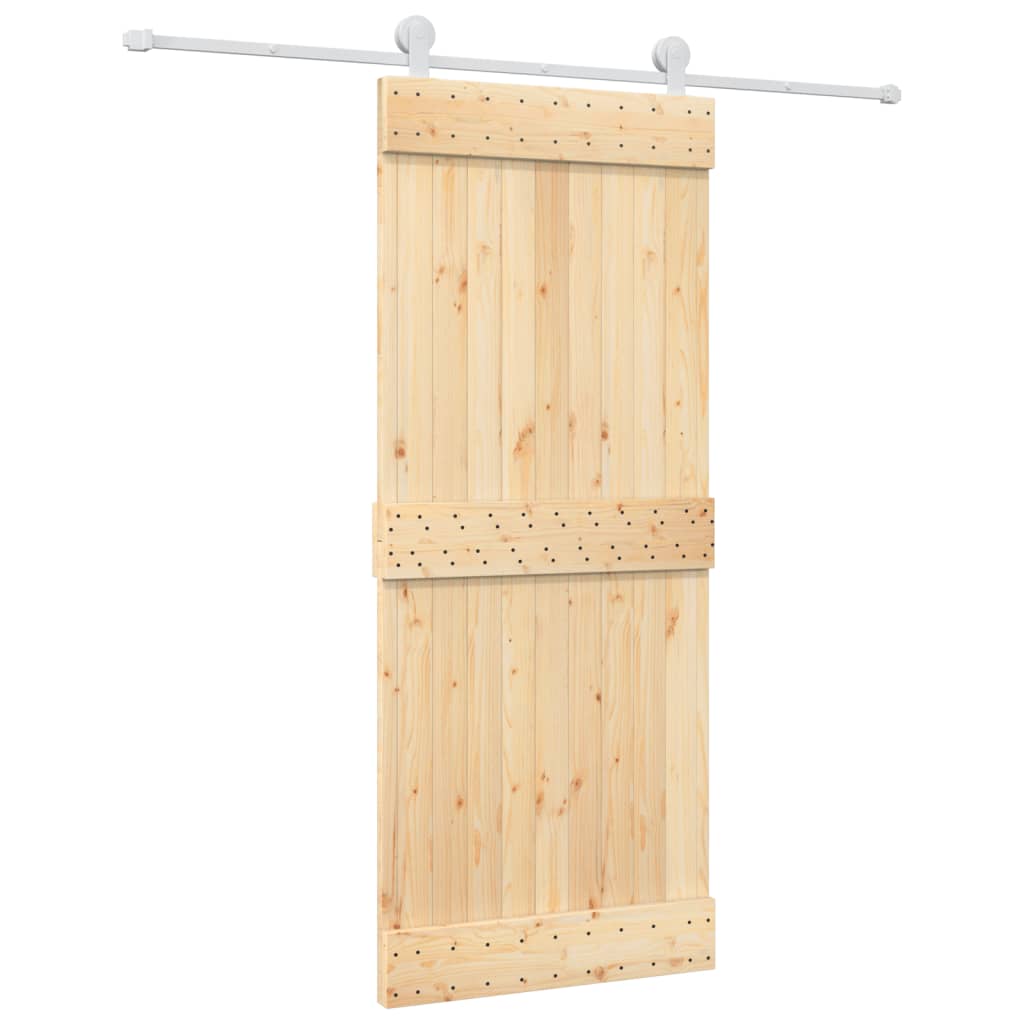 Sliding Door with Hardware Set 85x210 cm Solid Wood Pine