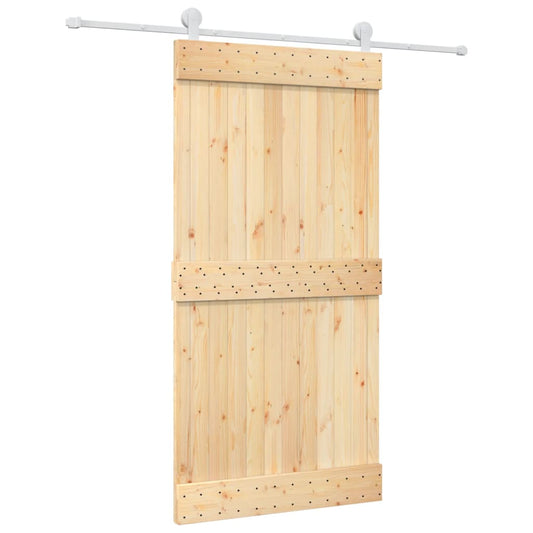 Sliding Door with Hardware Set 100x210 cm Solid Wood Pine