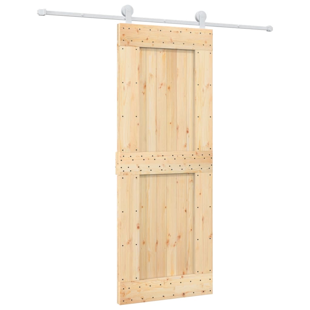 Sliding Door with Hardware Set 80x210 cm Solid Wood Pine