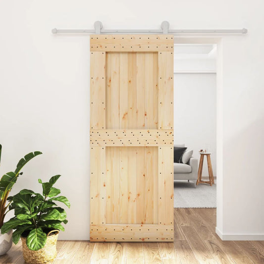 Sliding Door with Hardware Set 85x210 cm Solid Wood Pine