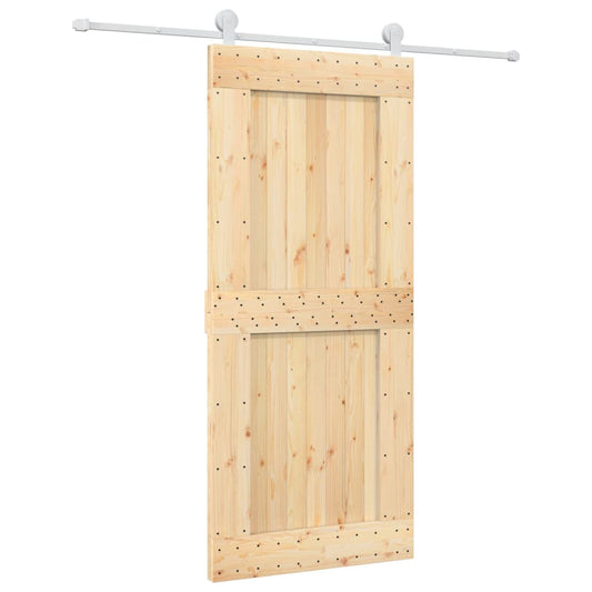 Sliding Door with Hardware Set 90x210 cm Solid Wood Pine