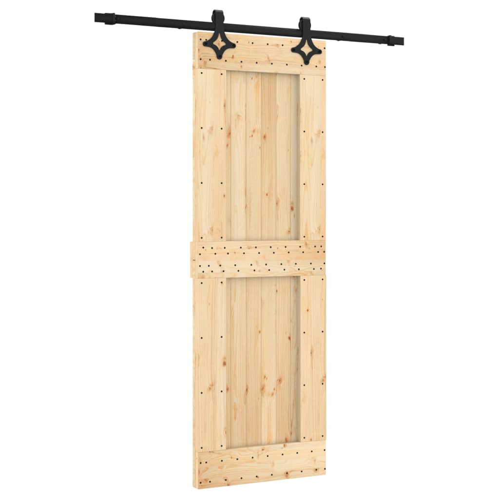 Sliding Door with Hardware Set 70x210 cm Solid Wood Pine