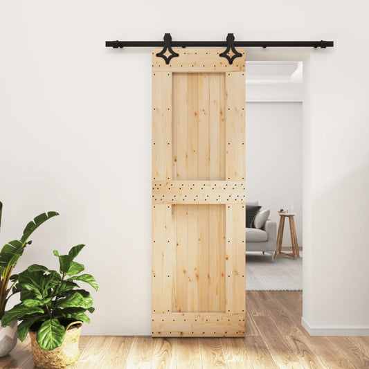 Sliding Door with Hardware Set 70x210 cm Solid Wood Pine