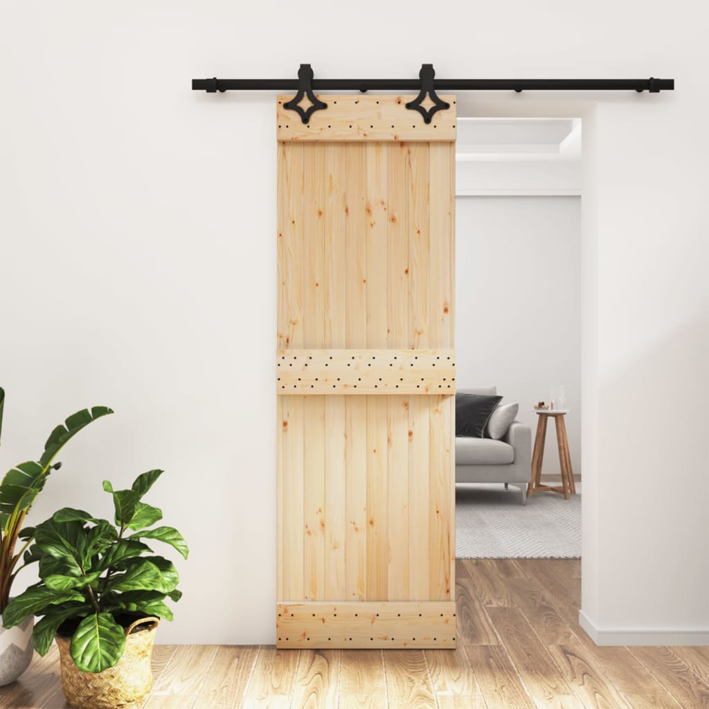 Sliding Door with Hardware Set 70x210 cm Solid Wood Pine