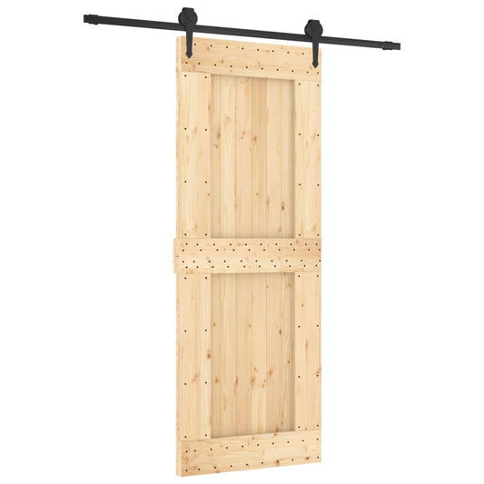 Sliding Door with Hardware Set 80x210 cm Solid Wood Pine